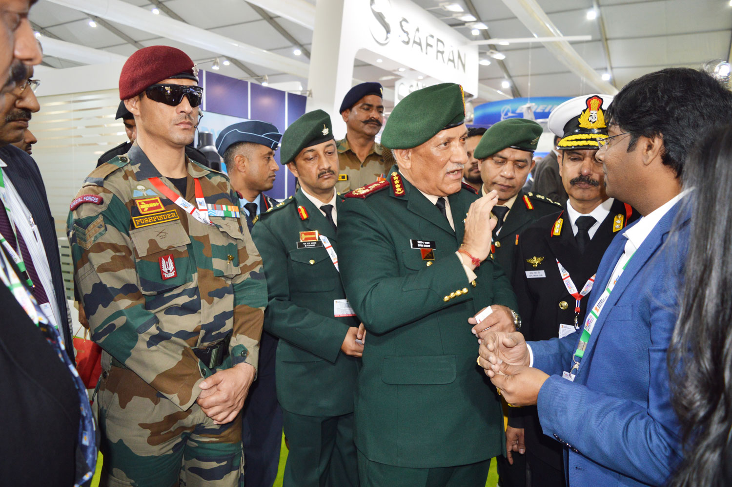 Chief of Defence Gen. Bipin Rawat fascinated seeing the Armoured UGV SOORAN displayed by Defence Master at DEFEXPO, Lucknow