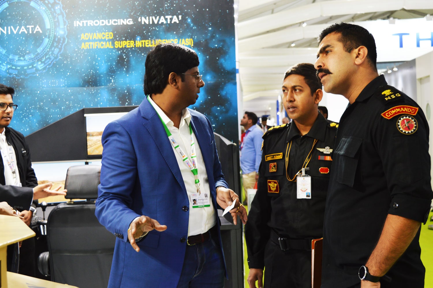 International Business visitors are impressed seeing the India’s Unmanned Armoured Vehicle SOORAN displayed by Defence Master