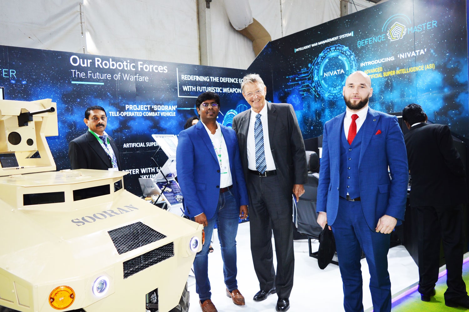 Defence Master India, Displayed their Unmanned Tele-Operated Armoured Vehicle SOORAN and AI NIVATA at DEFEXPO 2020, Lucknow