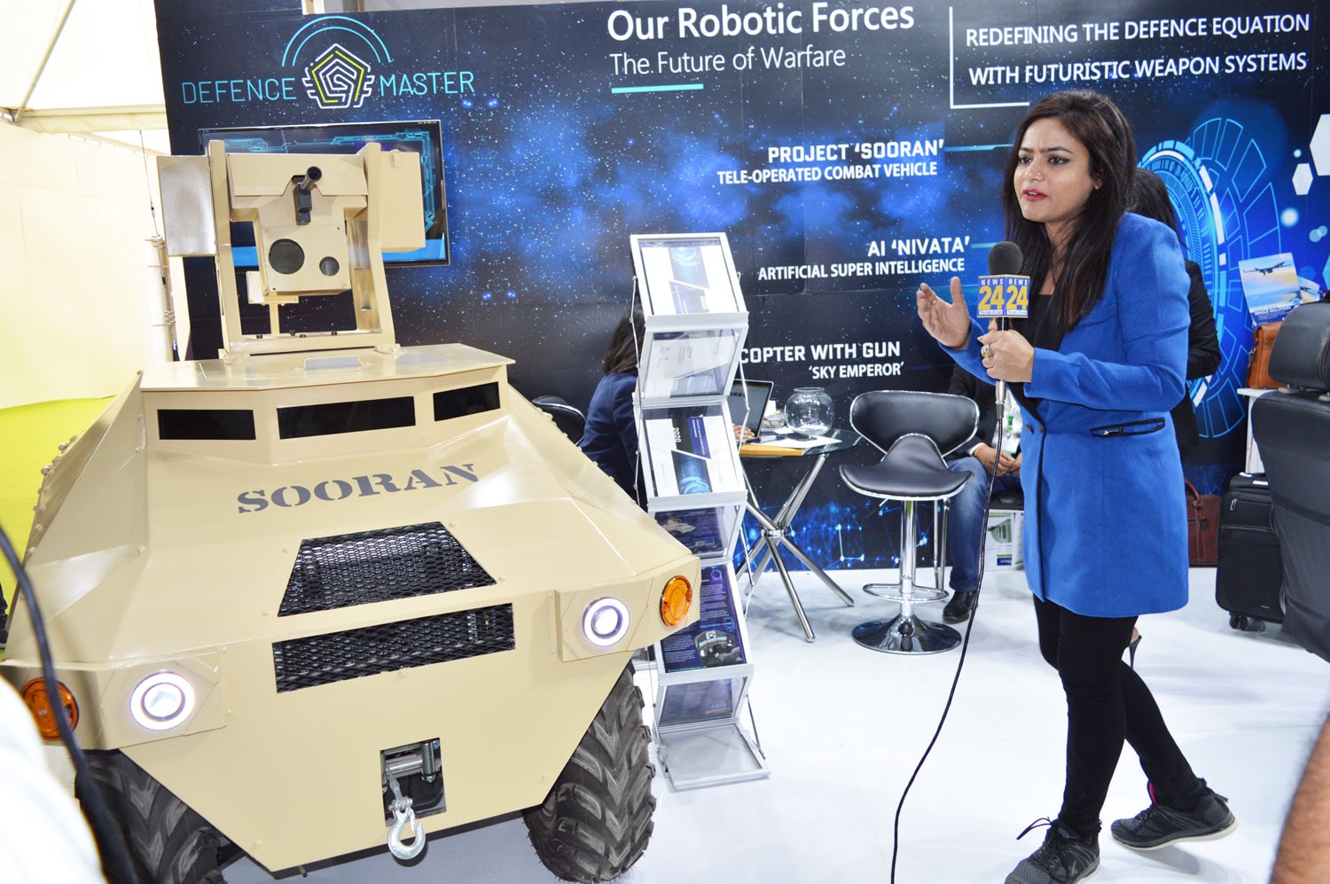 Defence Master India, Displayed their Unmanned Tele-Operated Armoured Vehicle SOORAN and AI NIVATA at DEFEXPO 2020, Lucknow