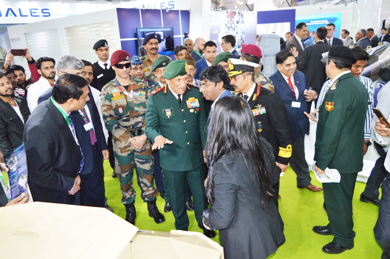 Chief of Defence Gen. Bipin Rawat fascinated seeing the Armoured UGV SOORAN displayed by Defence Master at DEFEXPO, Lucknow