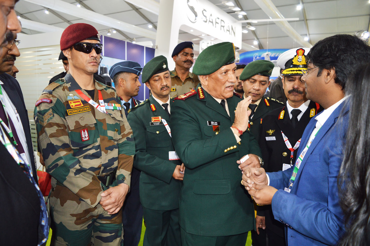 Chief of Defence Gen. Bipin Rawat fascinated seeing the Armoured UGV SOORAN displayed by Defence Master at DEFEXPO, Lucknow